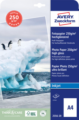 Papier fotograficzny PREMIUM InkJet z połyskiem 250g/m2 rozmiar A4 - w op. 20 ark.