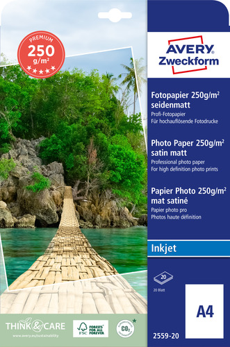 Papier do drukarek InkJet jedwabisty matowy A4 250g/m2 20 ark. w op.