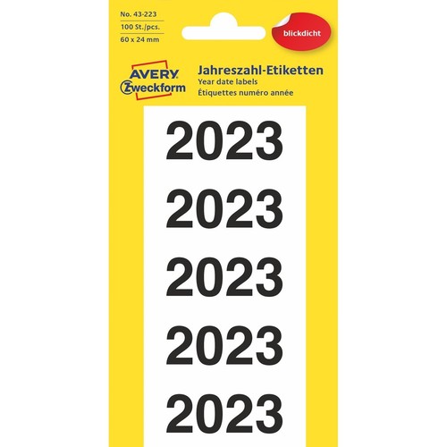 Etykiety na segregator z nadrukiem roku 2023 rozm 60 x 26 mm białe 100 szt.