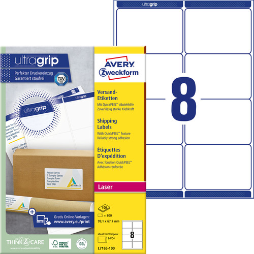 Etykieta wysyłkowa Avery Zweckform L7165-100 Ultra Grip 800 etykiet w op.