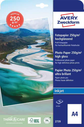 Papier fotograficzny PREMIUM InkJet z połyskiem 250g/m2 rozmiar A4 50ark