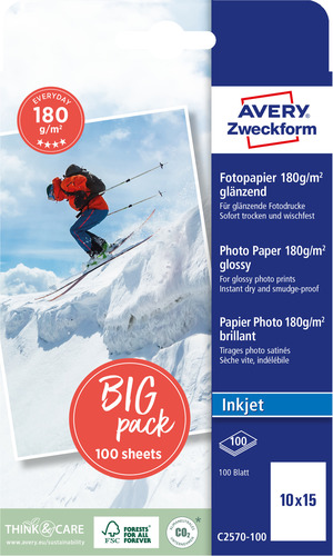 Papier do drukarek InkJet z delikatnym połyskiem 10x15cm 180g/m2 100 ark. w op.