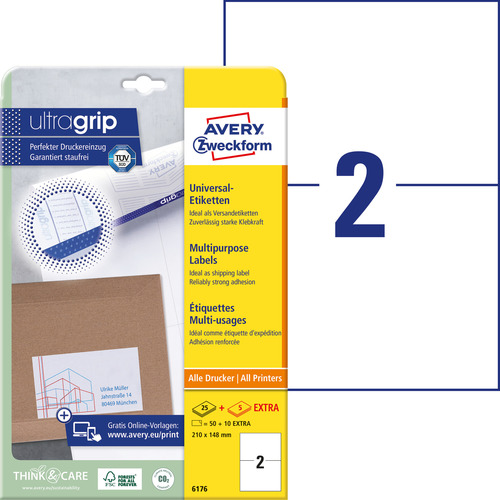 Etykiety uniwersalne Avery Zweckform 6176, rozmiar 210 x 148mm, 50 etykiet