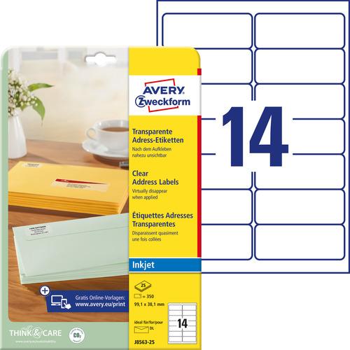 Etykieta adresowa InkJet, J8563-25, 99,1 x 38,1mm transparentna, 350 etykiet