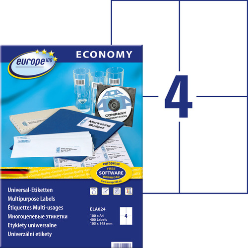 Etykieta uniwersalna Economy Europe100 ELA024 rozmiar 105 x 148mm 400 etykiet