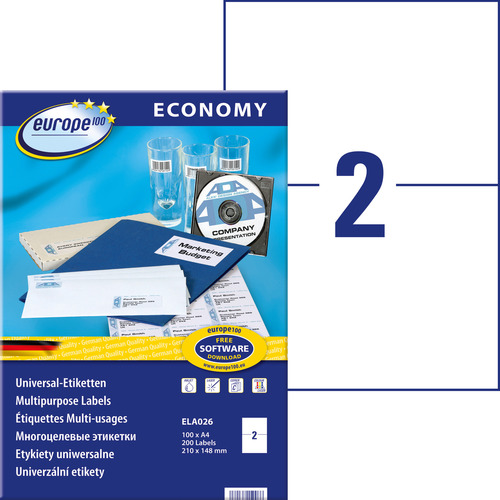 Etykieta uniwersalna Economy Europe100 ELA026 rozmiar 210 x 148mm 200 etykiet