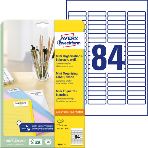 Etykieta uniwersalna mini Avery Zweckform L7656 - 25, 46 x 11,1 mm 2100 szt.