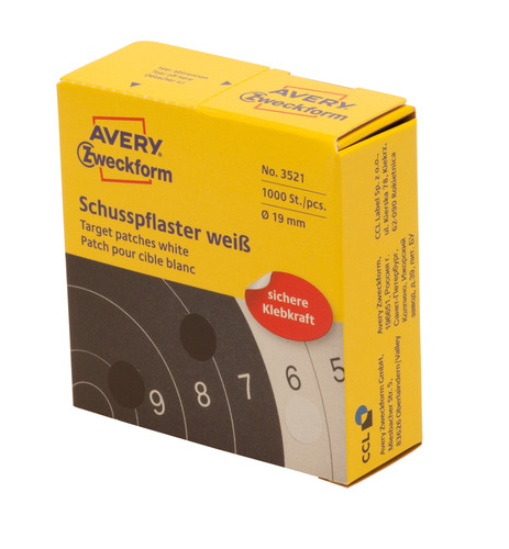 Avery Zweckform 3521 Naklejka do tarcz strzelniczych 19mm biała 1000 szt.