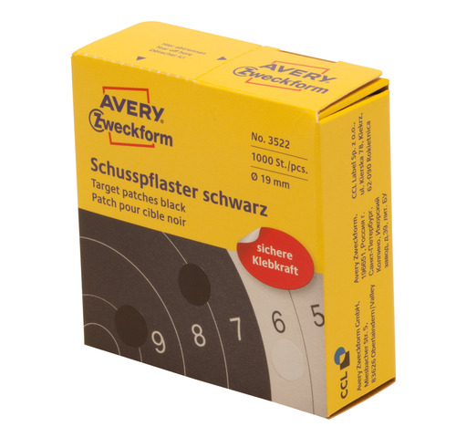 Avery Zweckform 3522 Naklejka do tarcz strzelniczych 19mm czarna 1000 szt.